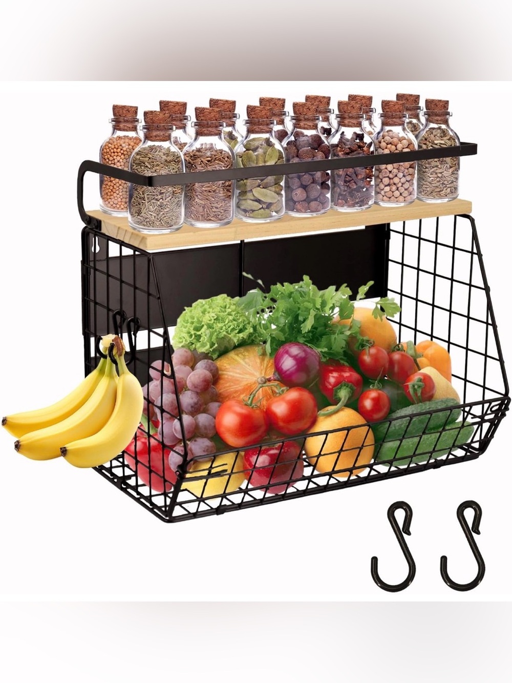 Magnetic Refrigerator Shelf with Wood Lid – Large Storage Basket | Brand New